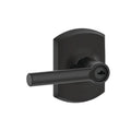 Broadway Matte Black Privacy Bed/Bath Door Lever with Greenwich Trim