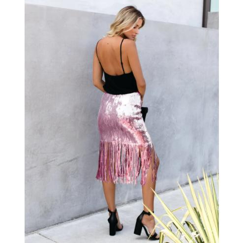 tassel sequin pencil skirt