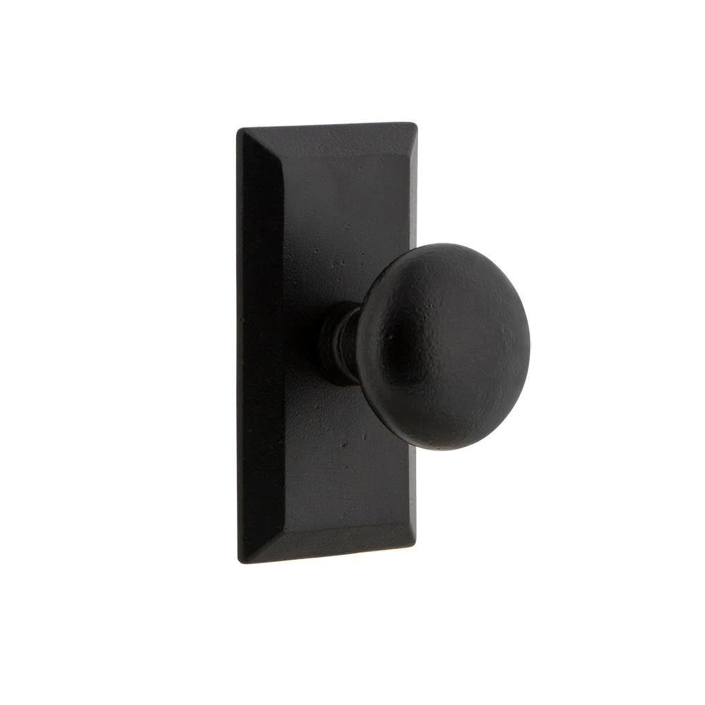 Vale Plate 2-3/8 in. Backset Black Iron PassaHall/Closet Keep Door Knob