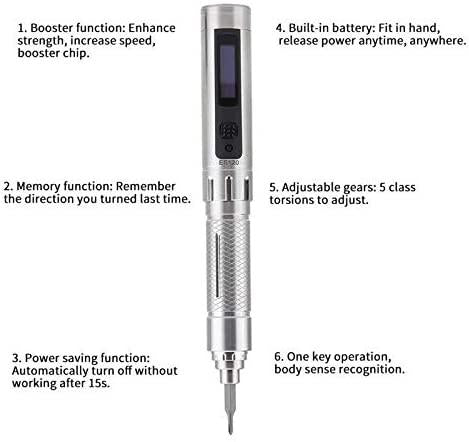 Screwdriver ES120 Electric Screwdriver Bits Set Electric Motion Control Rechargeable Screwdriver Kit with 2 Bits Hand Tools - (Color: 304  Steel)