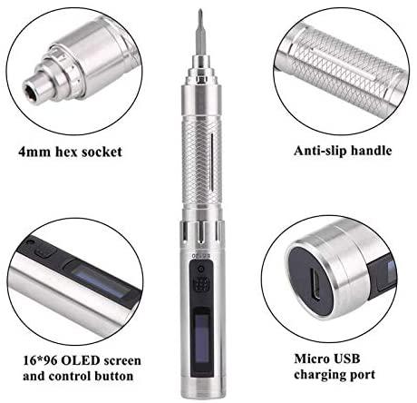 Screwdriver ES120 Electric Screwdriver Bits Set Electric Motion Control Rechargeable Screwdriver Kit with 2 Bits Hand Tools - (Color: 304  Steel)