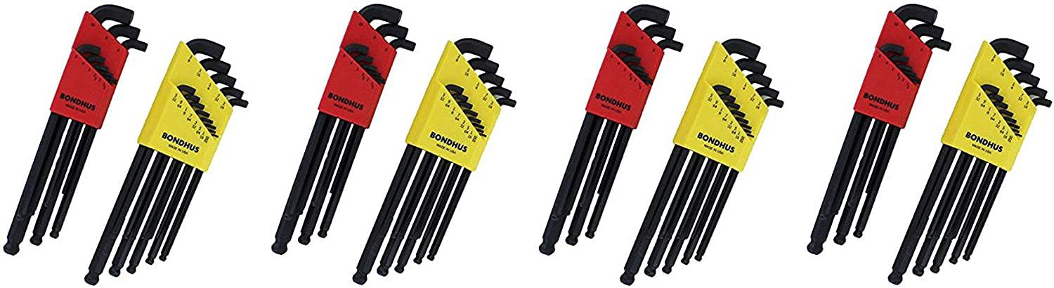 Bondhus 20599 0.050-3/8" &amp; 1.5-10mm Stubby Ball End Hex Key DoublePK (Four Pack)