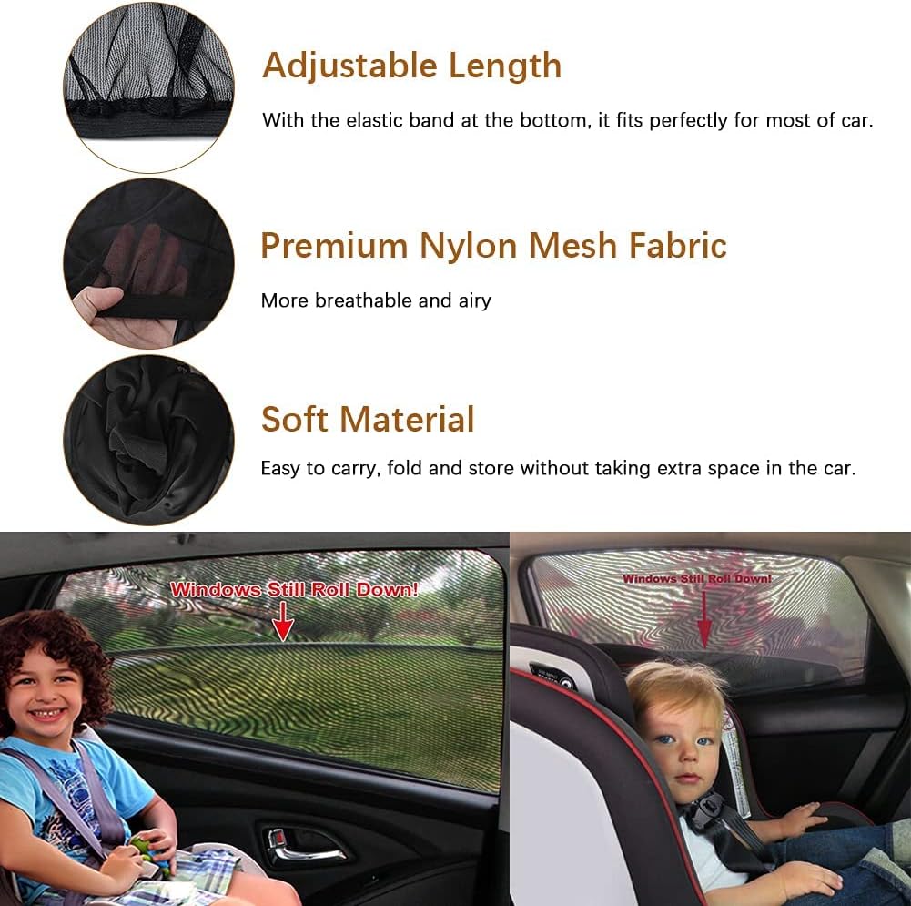 GOLDFLOWER Car Window Shade, 2 Pack Car Back Window Sun Shade, and Privacy Protect for Toddler Kids Baby Adult, Double Layer  (Medium 39"x19")