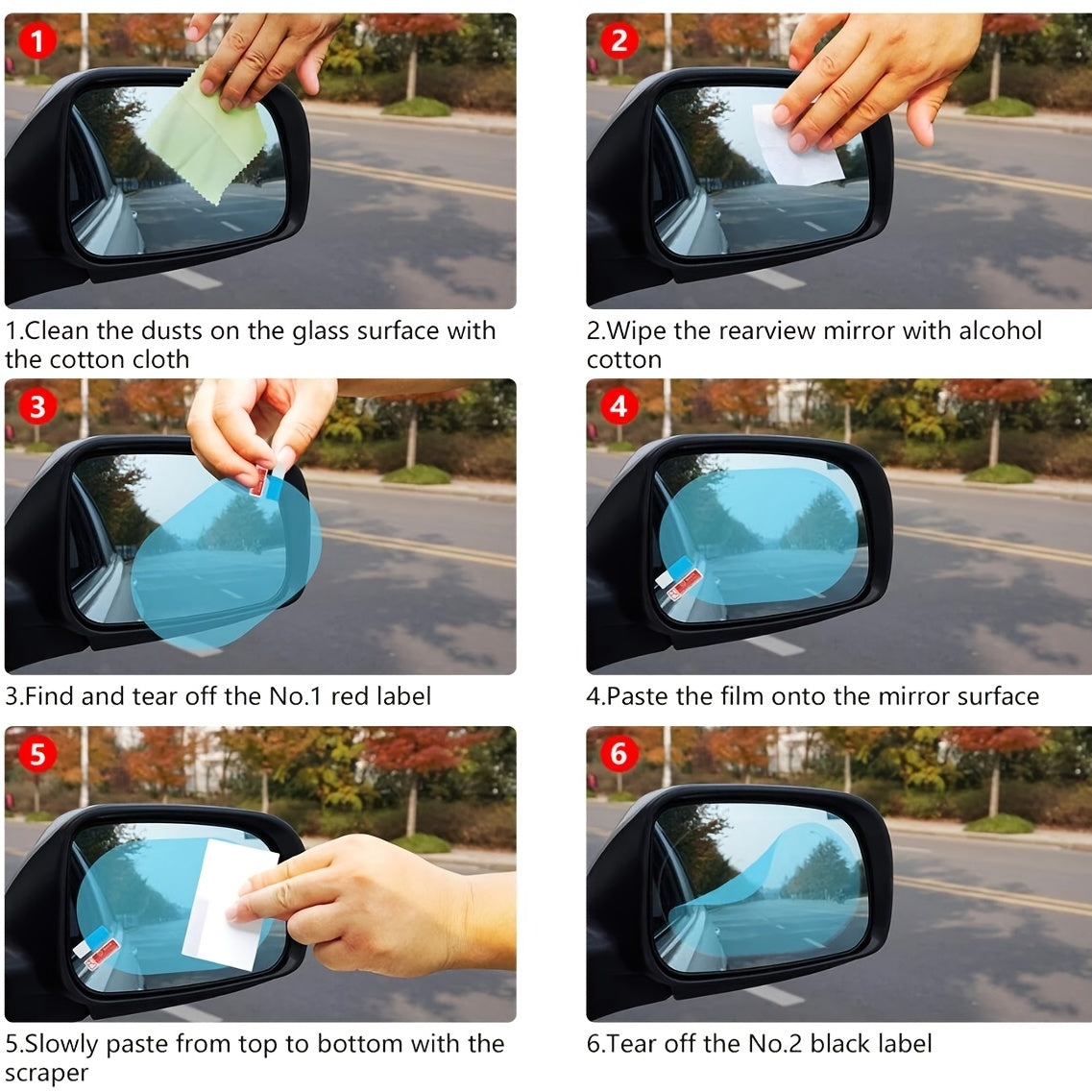 Keep Your Car Rear Lenses Clear &amp; Protected in Rainy Weather with These 2pcs Anti-Rain Clear Film Stickers!