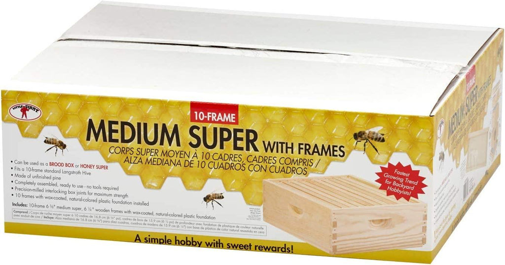 Little Giant 10-Frame Medium Super Beehive Body with Frames for Beekeeping (Item No. MEDBOX10)