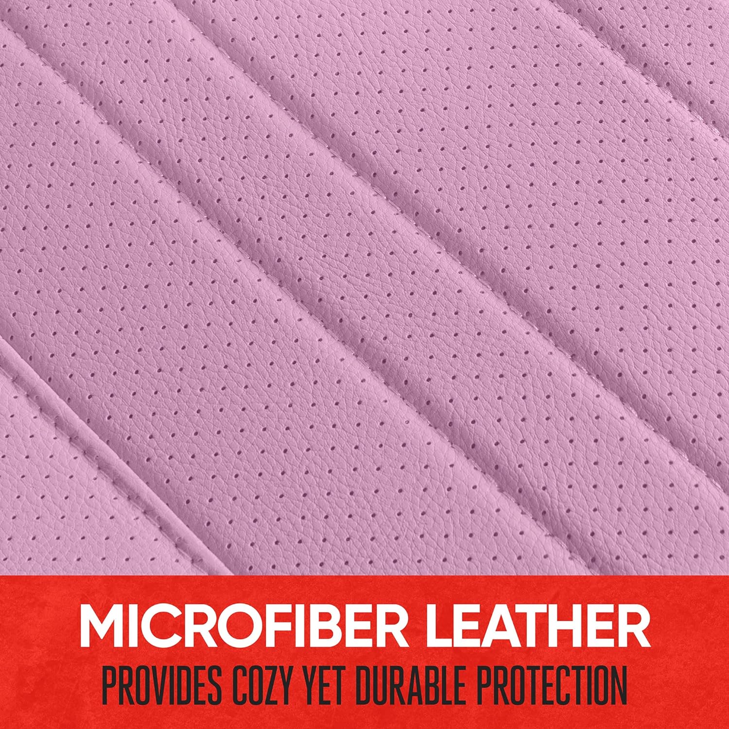 Motor Trend Seat Cover for Cars Trucks SUV, Faux Leather Rear Bench Pink Padded Car Seat Cover with Storage Pockets, Premium Interior Car Seat Cover