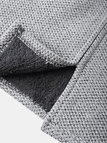 mens chenille knitted plush lined warm drawstring hooded cardigans