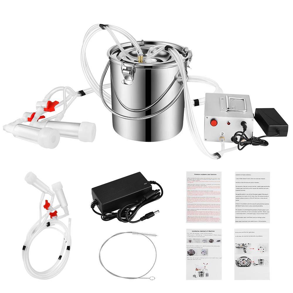 S SMAUTOP 7L Electric Pulsation MilMachine Single Bucket Piston Vacuum Pulsation MilMachine Goat MilSupplies for Cows Cattle or Sheep Optional (US Plug)