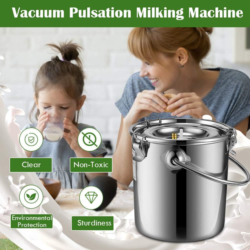 S SMAUTOP 7L Electric Pulsation MilMachine Single Bucket Piston Vacuum Pulsation MilMachine Goat MilSupplies for Cows Cattle or Sheep Optional (US Plug)