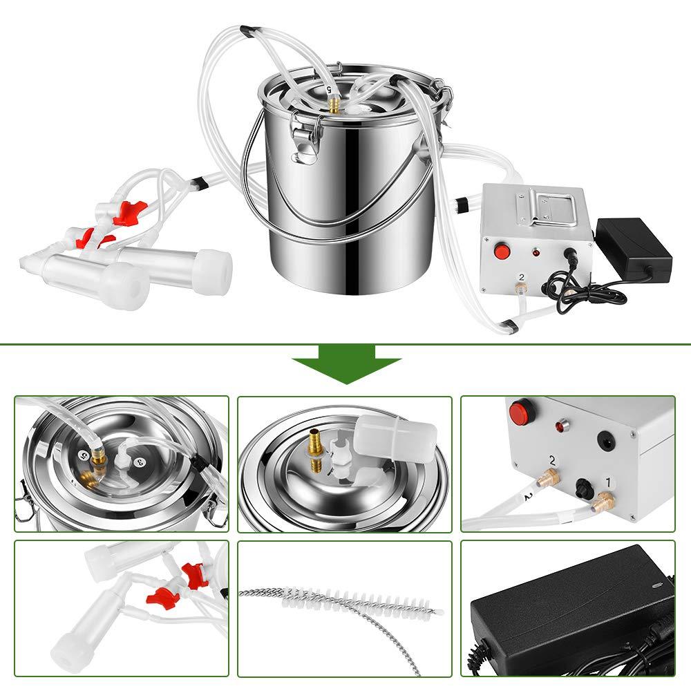 S SMAUTOP 7L Electric Pulsation MilMachine Single Bucket Piston Vacuum Pulsation MilMachine Goat MilSupplies for Cows Cattle or Sheep Optional (US Plug)
