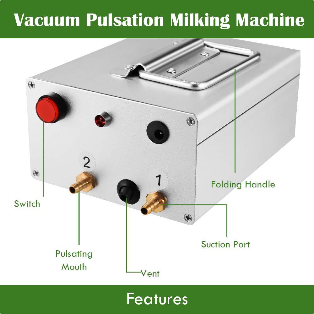 S SMAUTOP 7L Electric Pulsation MilMachine Single Bucket Piston Vacuum Pulsation MilMachine Goat MilSupplies for Cows Cattle or Sheep Optional (US Plug)