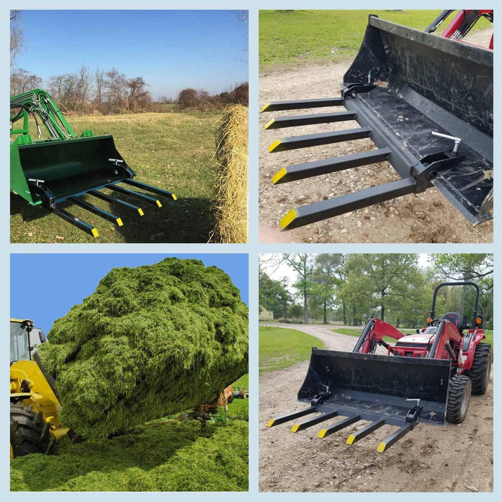 Clamp-on Debris Fork Attaches to a 48" Tractor Bucket to Clean up Fallen Limbs, Debris, or Yard Wwaste.