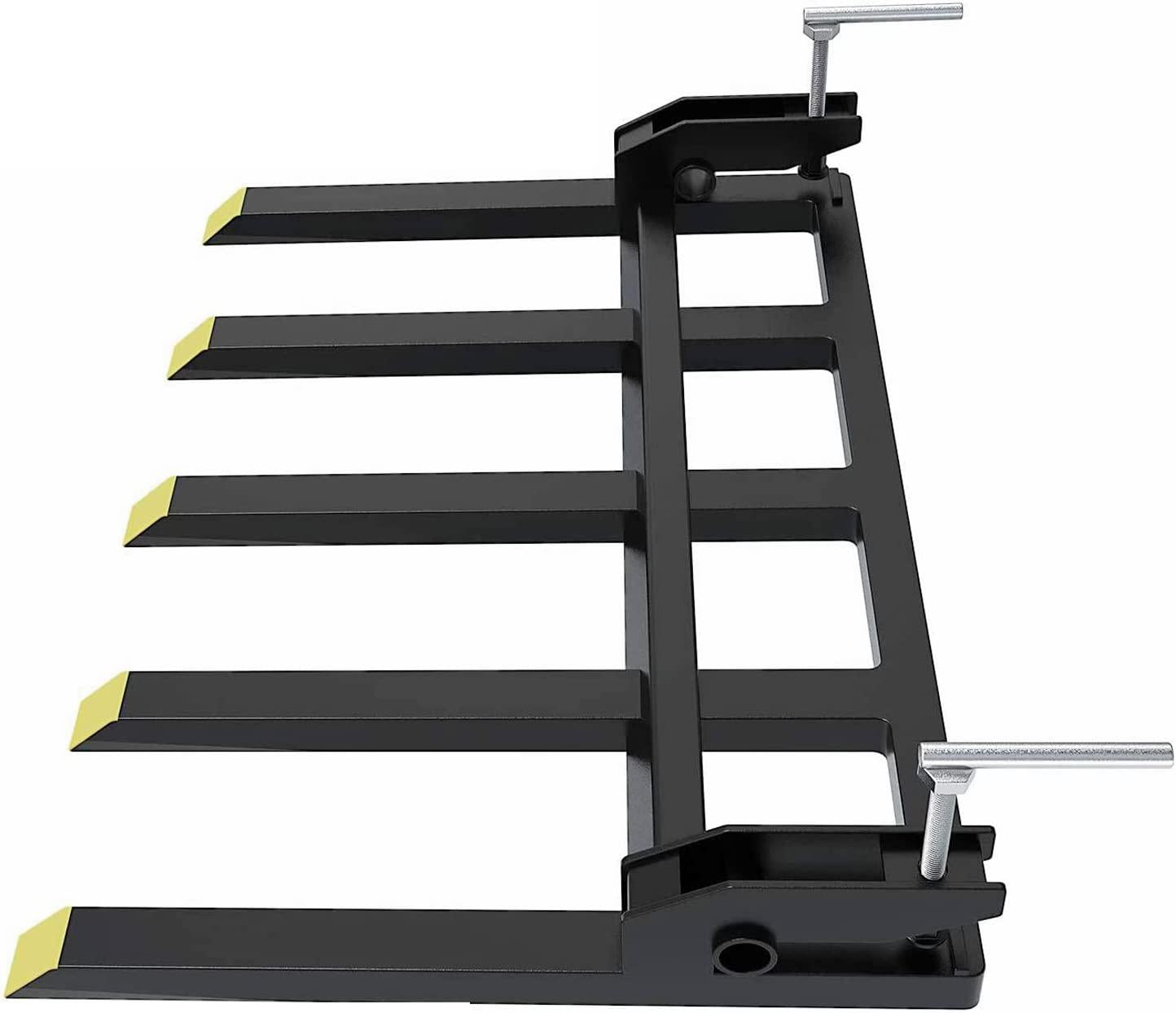 Clamp-on Debris Fork Attaches to a 48" Tractor Bucket to Clean up Fallen Limbs, Debris, or Yard Wwaste.