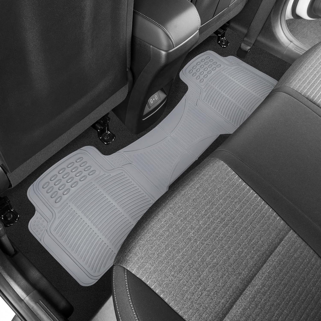 BDK Original ProLiner 3 Piece Heavy Duty Front &amp; Rear Rubber Floor Mats for Car SUV Van &amp; Truck, Gray - All Weather Floor Protection with Universal Fit