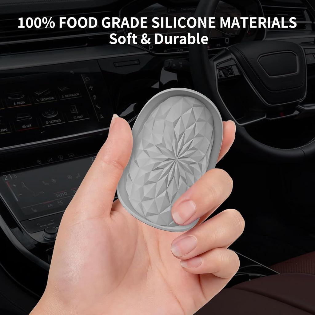 Car Cup Coaster [4 Pack] ME.FAN Silicone Car Coasters/Cup Mats - 2.75In Universal Non-Slip Recessed Car Interior Accessories - Car Cup Holder Insert Coasters Light Grey