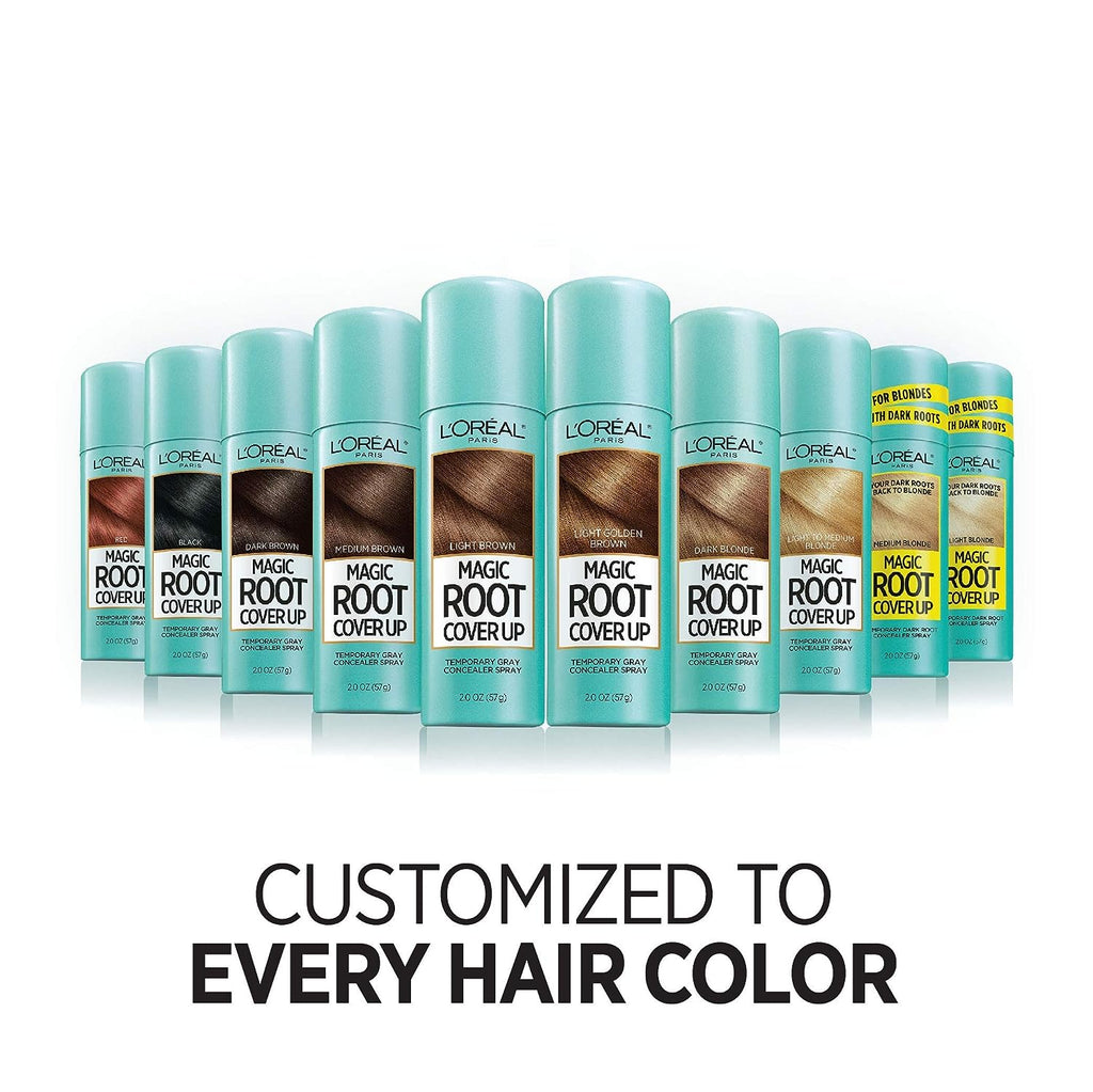 L'Oreal Paris Magic Root Cover Up Gray Concealer Spray Light Brown 2 oz.(Packaging May Vary)