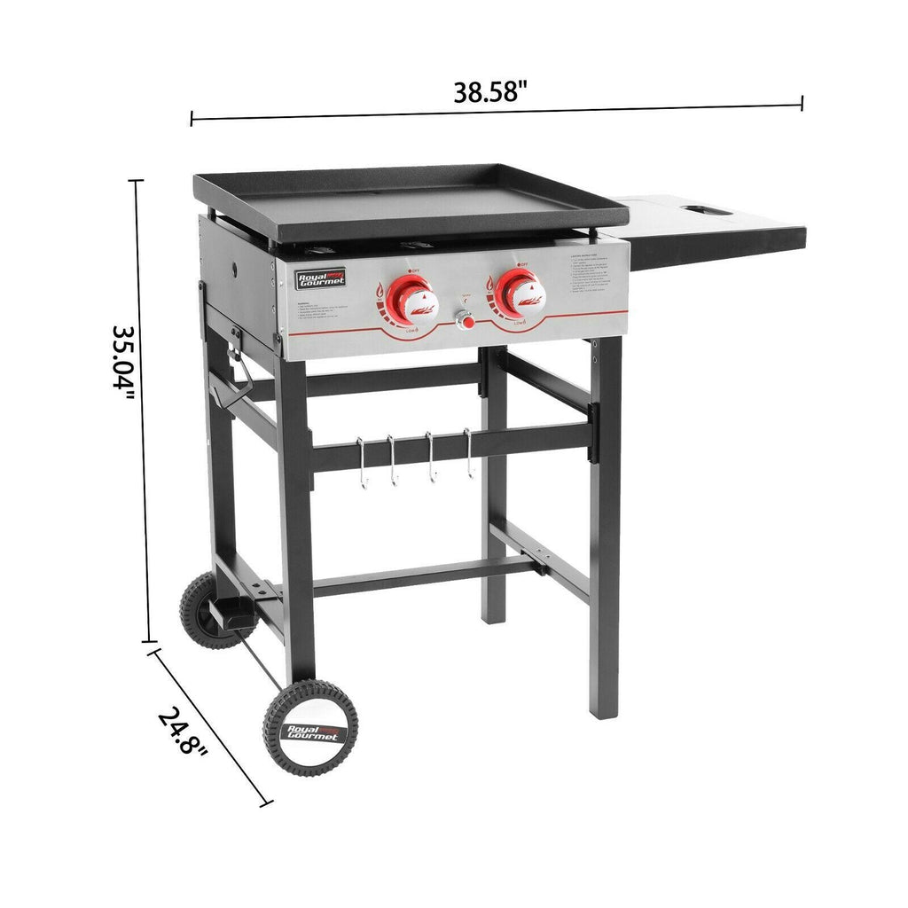 23-Inch 2-Burner Outdoor Flat Top Propane Gas Grill Griddle GB2000