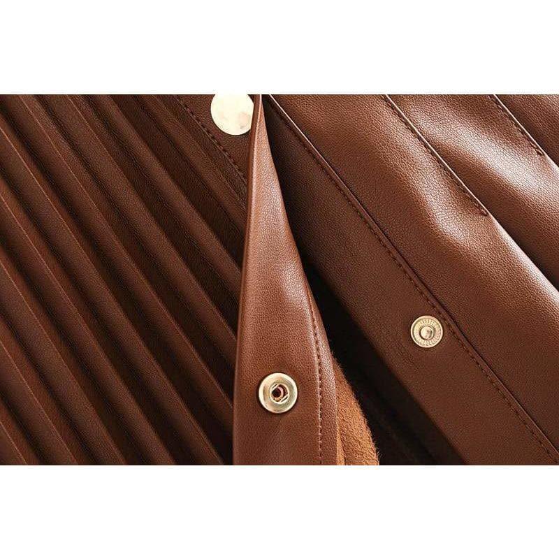 pleated faux leather skirt