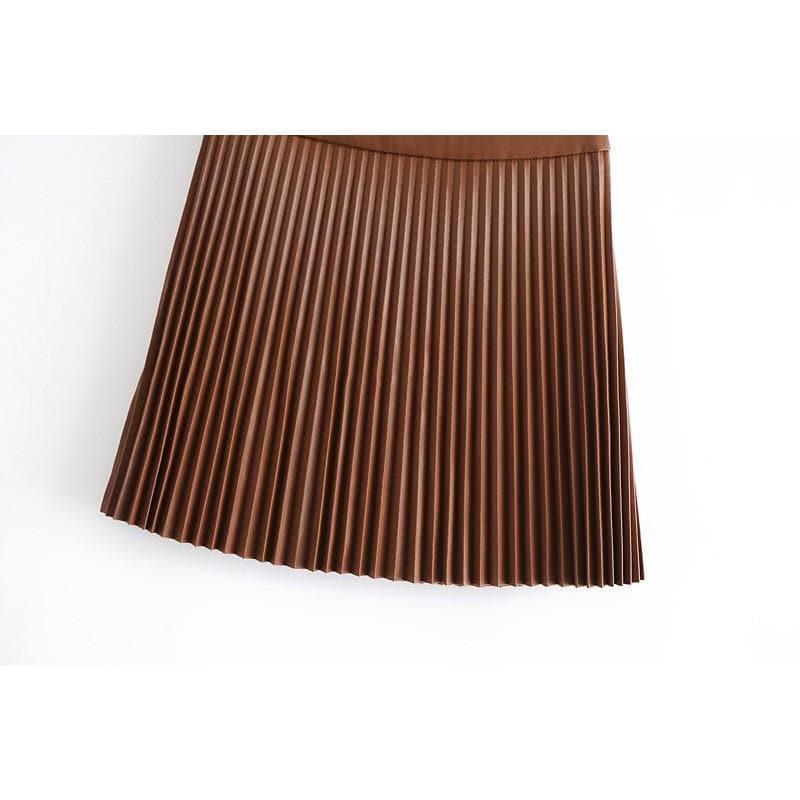 pleated faux leather skirt