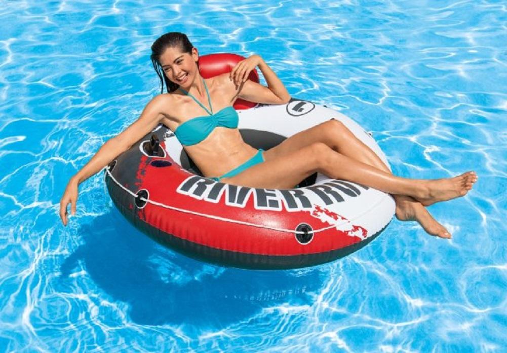 Red River Run 1 Fire Edition Sport Lounge, Inflatable Water Float, 53" Diameter 12 Pack