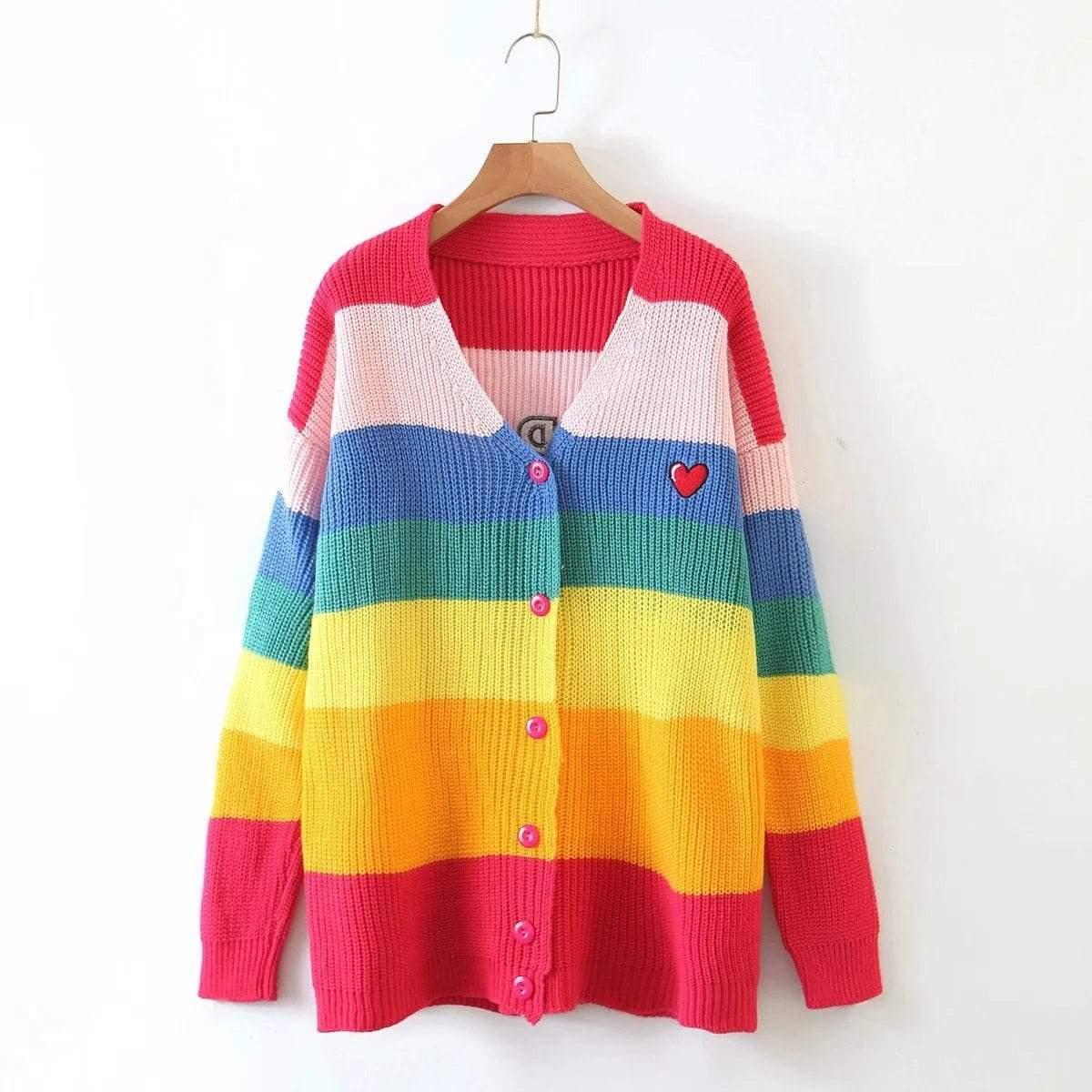 rainbow knitted long sleeve sweater