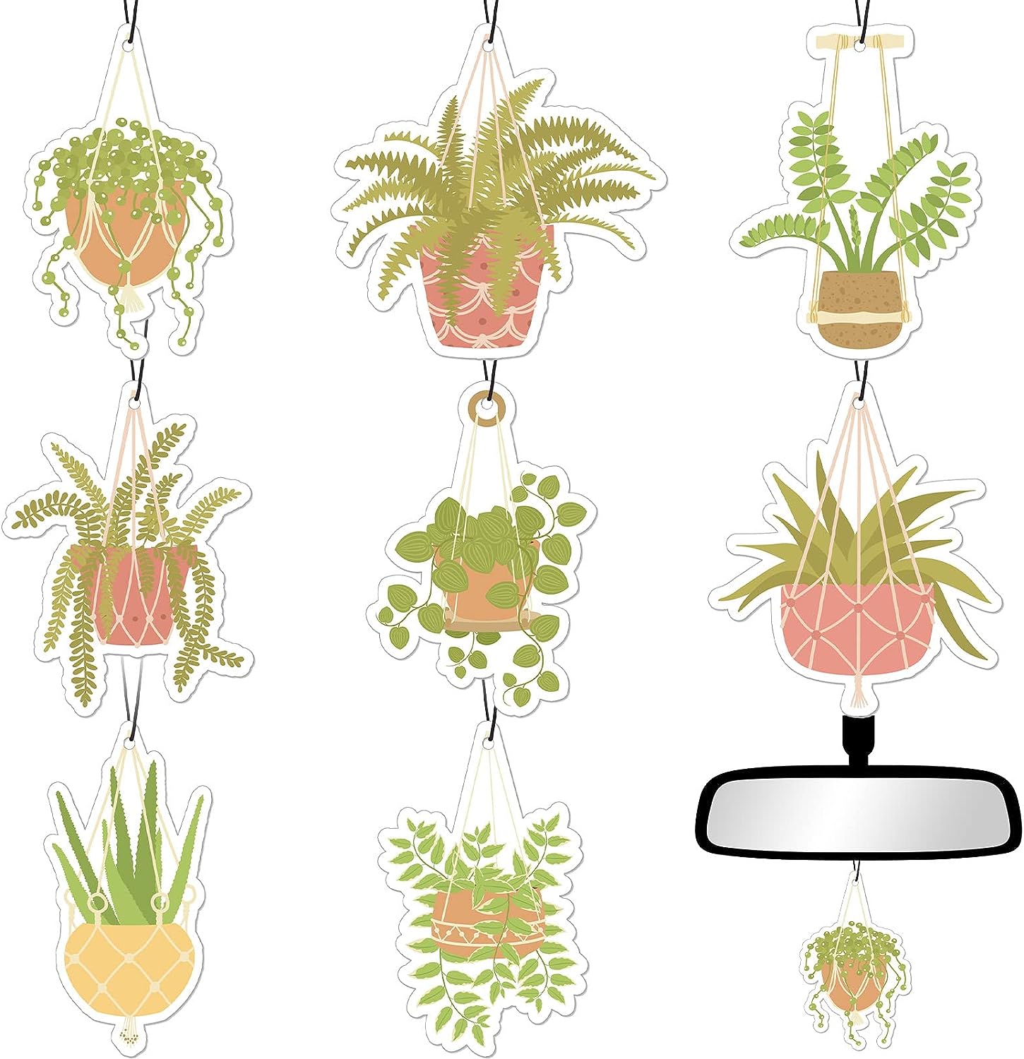 Tallew 8 Pack Car Hanging Plants Air Freshener for Women Girls Long Lasting Funny Plant Accessories Little Scented for Mirror