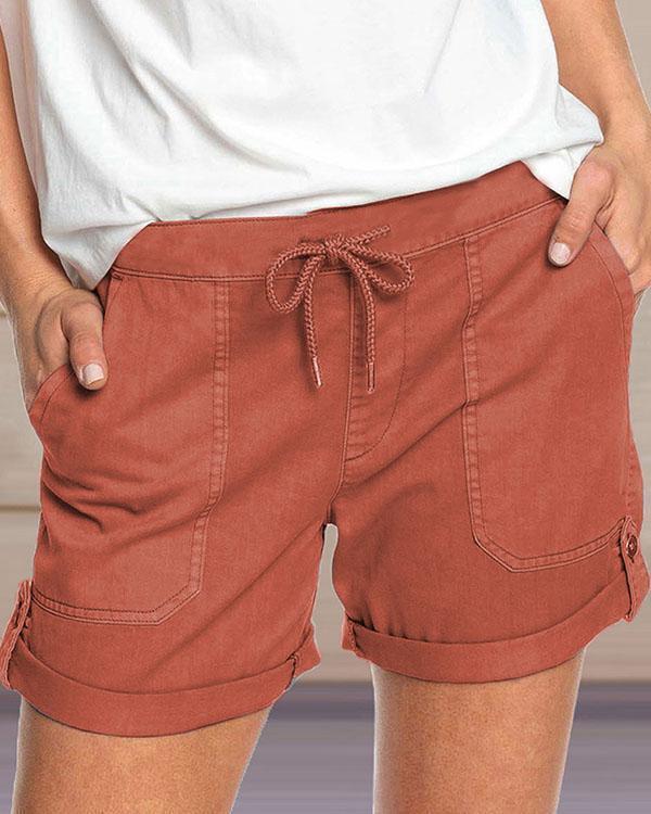 hot  casual straight mid waist shorts