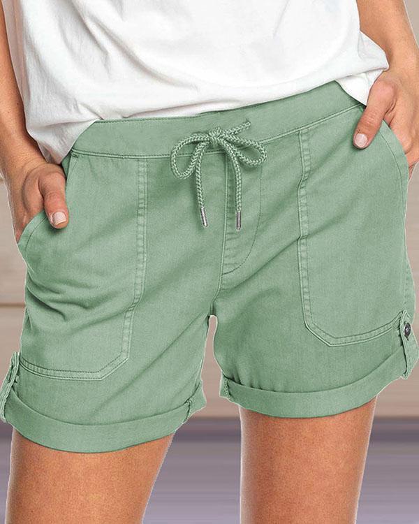 hot  casual straight mid waist shorts