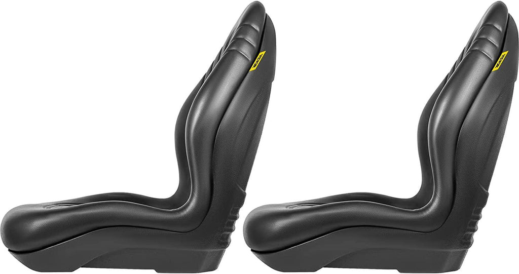 Universal Tractor Seat Replacement 2 Pcs Compact High Back Mower Seat, Black Vinyl Forklift Seat, Central Drain Hole Skid Steer Seat with Mounting Bolt Patterns of 8" x 11.5" & 11.25" x 11.5"