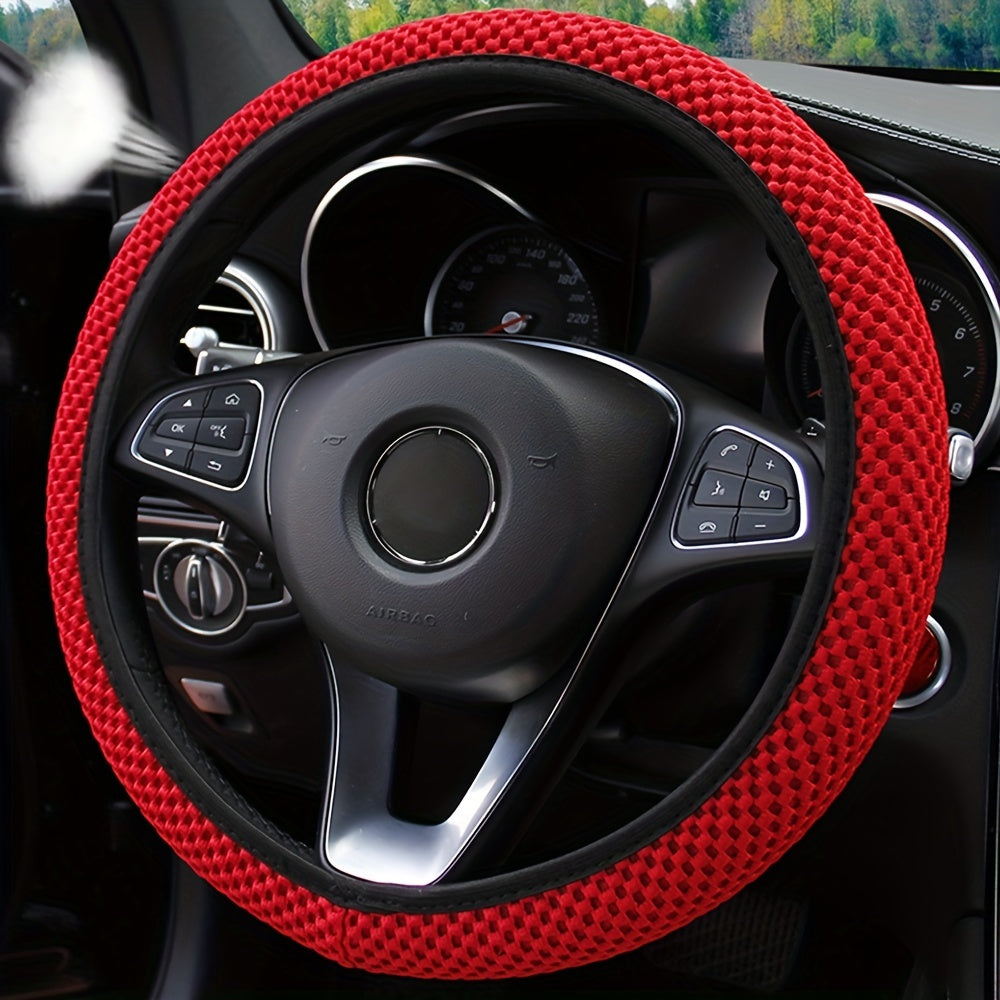 Three-dimensional Mesh Breathable Sweat-absorbing Comfortable Non-slip Car Steering Wheel Cover, Without Inner Ring Suitable For 14.57-14.96inch Auto Parts