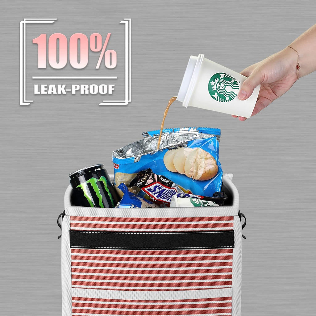 K KNODEL Car Trash Can, Waterproof Car Garbage Can, Car Trash Bag with Lid, Leak-Proof Car Trash Bin, Car Trash Hanging (Red, Medium)