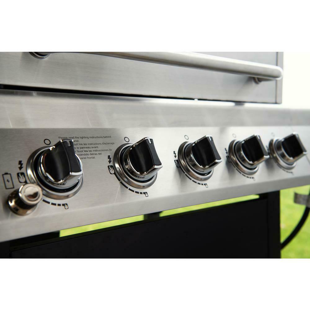 Propane Gas Grill  Steel Side Burner Heat Thermometer 5-Burner