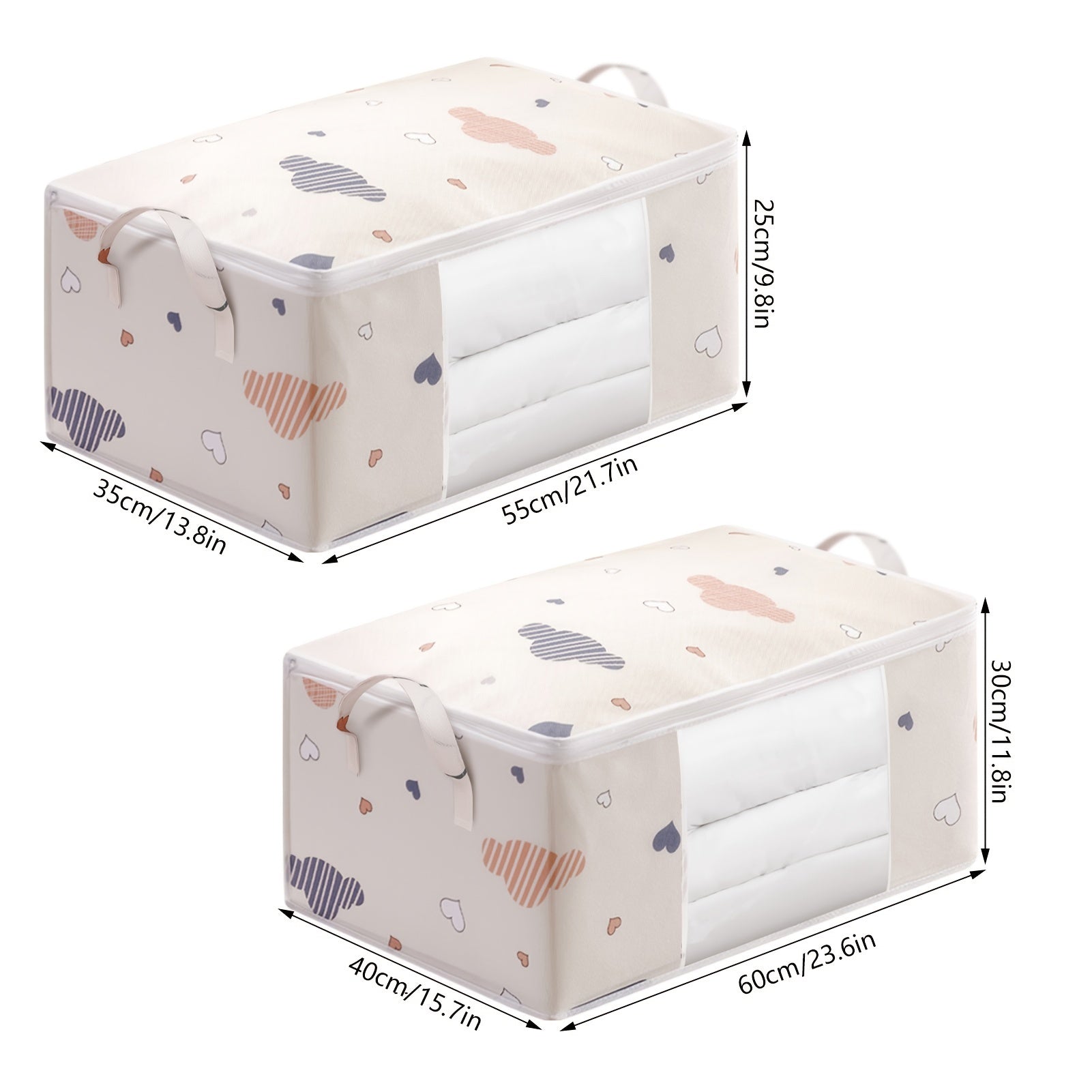 LarCapacity Clothes StoraBag Organizer With Reinforced Handle, Suitable For Blankets, Bedding, Foldable With Sturdy Zipper, Clear Window Christmas, Halloween, Thanksgiving Gift