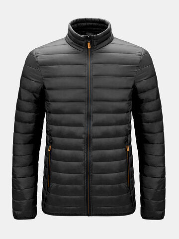 mens zip front quilted solid basic padded puffer jackets with pocket