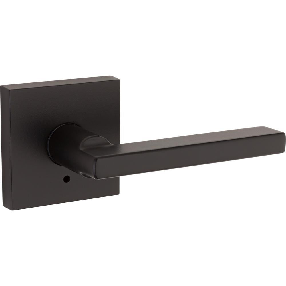 Halifax Square Matte Black Privacy Bed/Bath Door Lever (4-Pack)