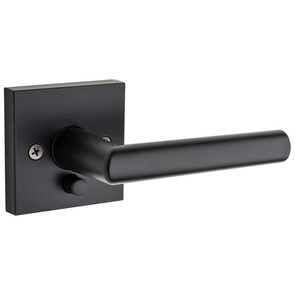 Halifax Square Matte Black Privacy Bed/Bath Door Lever (4-Pack)