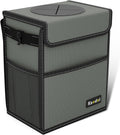 K KNODEL Car Trash Can, Waterproof Car Garbage Can, Trash Bag with Lid, Leak-Proof, Hanging (Medium, Gray)