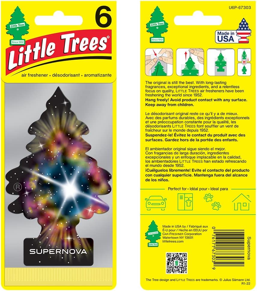 LITTLE TREES Air Fresheners Car Air Freshener. Hanging Tree Provides Long Lasting Scent for Auto or Home. Supernova, 24 Air Fresheners