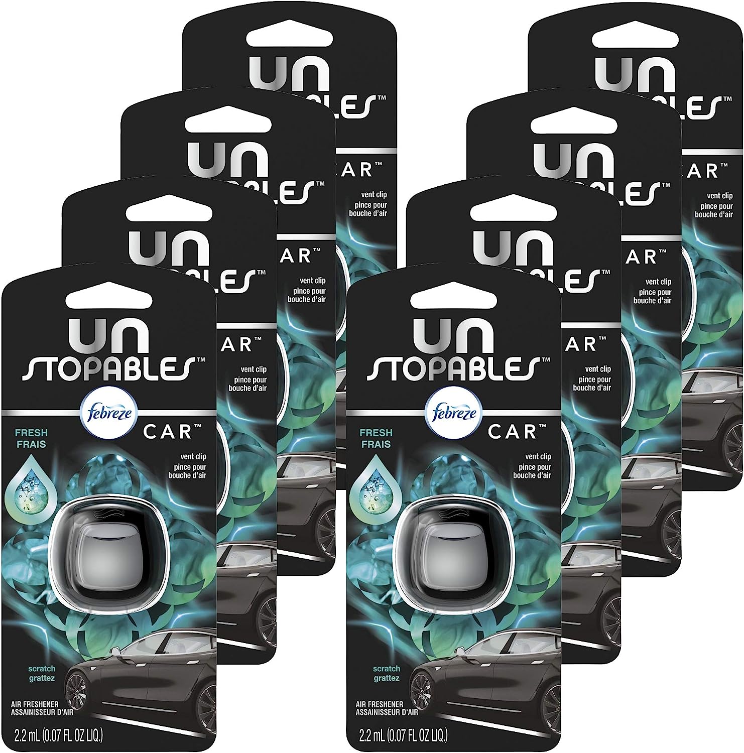 Febreze Car Unstopables Air Freshener Vent Clips, Fresh Scent, 8 Packs