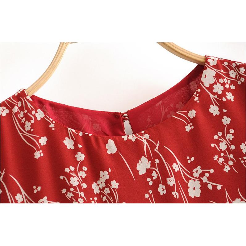 puff sleeve floral midi dress