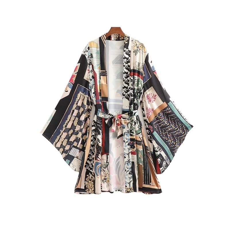 black patchwork kimono