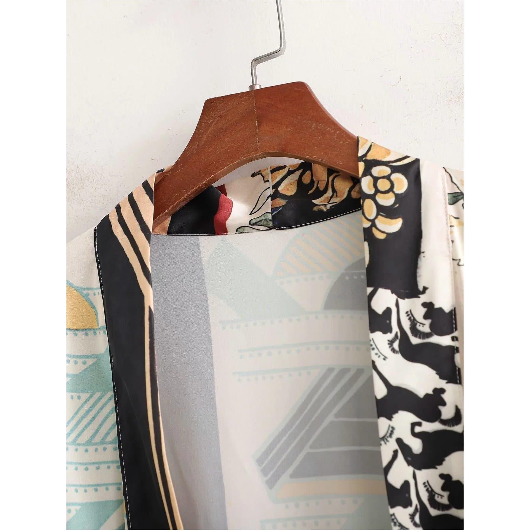 black patchwork kimono