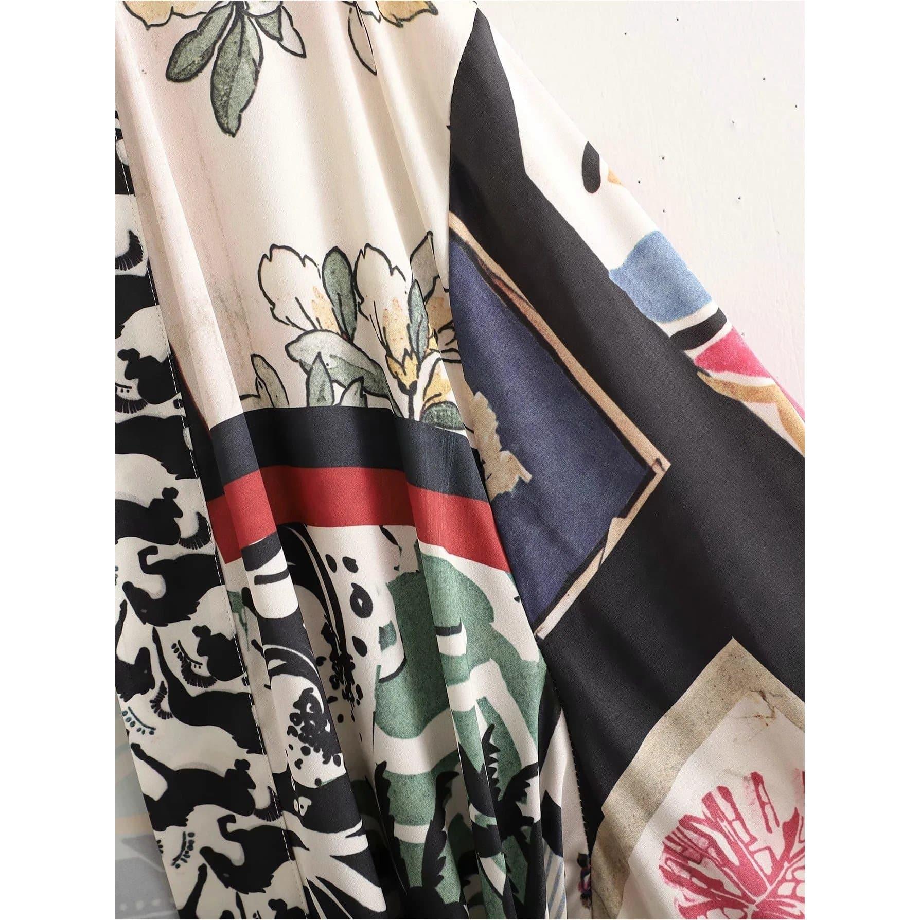 black patchwork kimono
