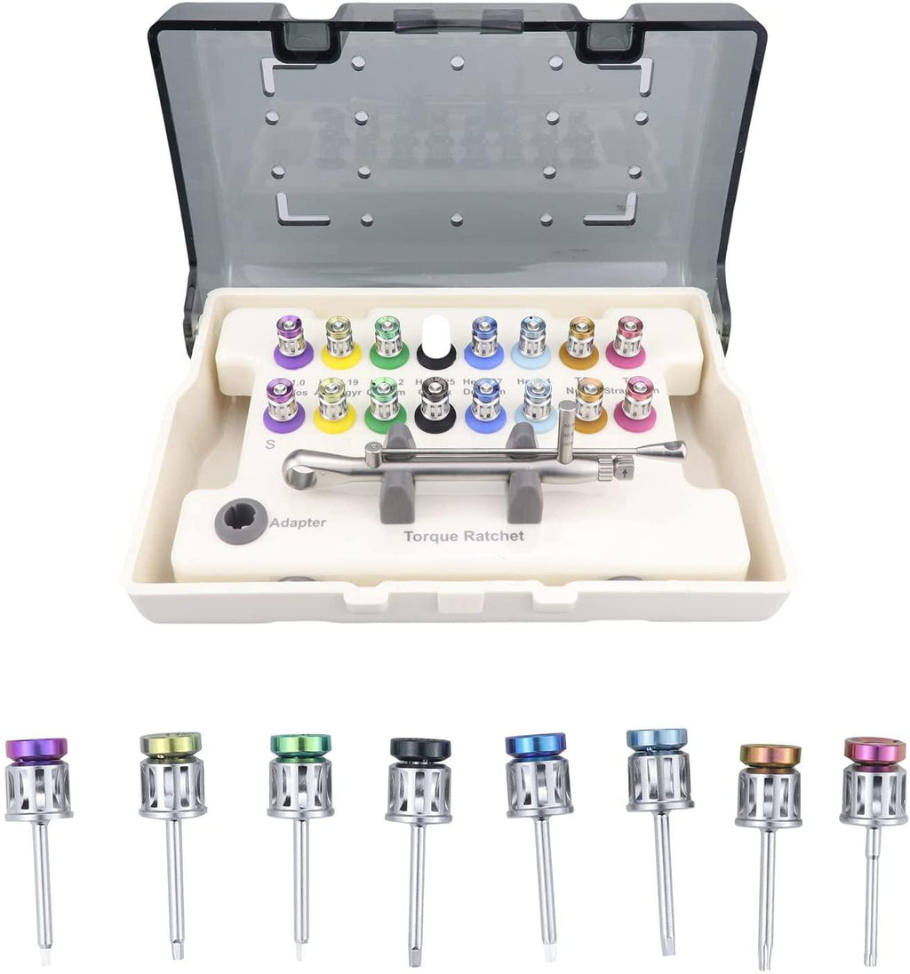 Universal Implant Repair Tool Kit with 16pcs Screwdrivers Colorful Prosthetic Kit Torque Wrench