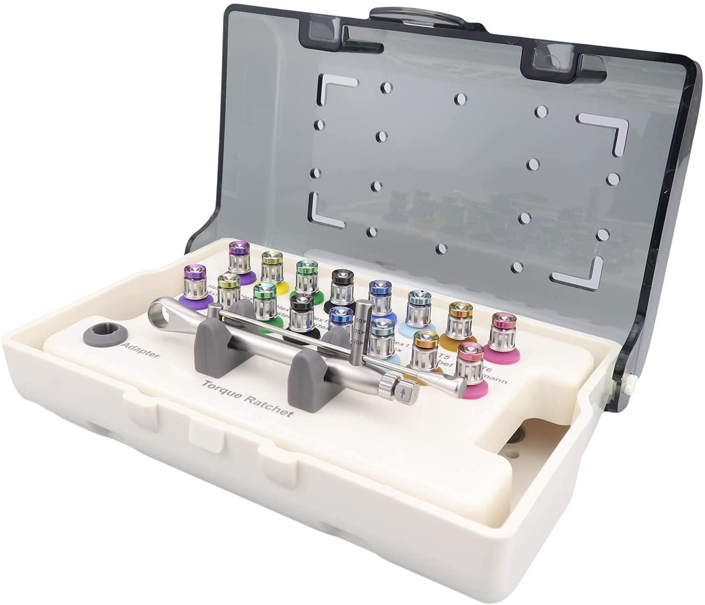 Universal Implant Repair Tool Kit with 16pcs Screwdrivers Colorful Prosthetic Kit Torque Wrench