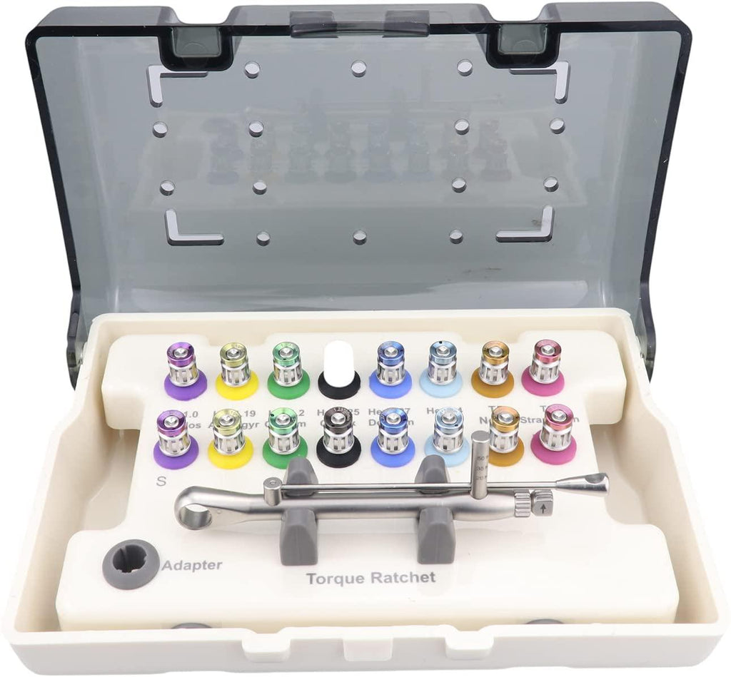 Universal Implant Repair Tool Kit with 16pcs Screwdrivers Colorful Prosthetic Kit Torque Wrench