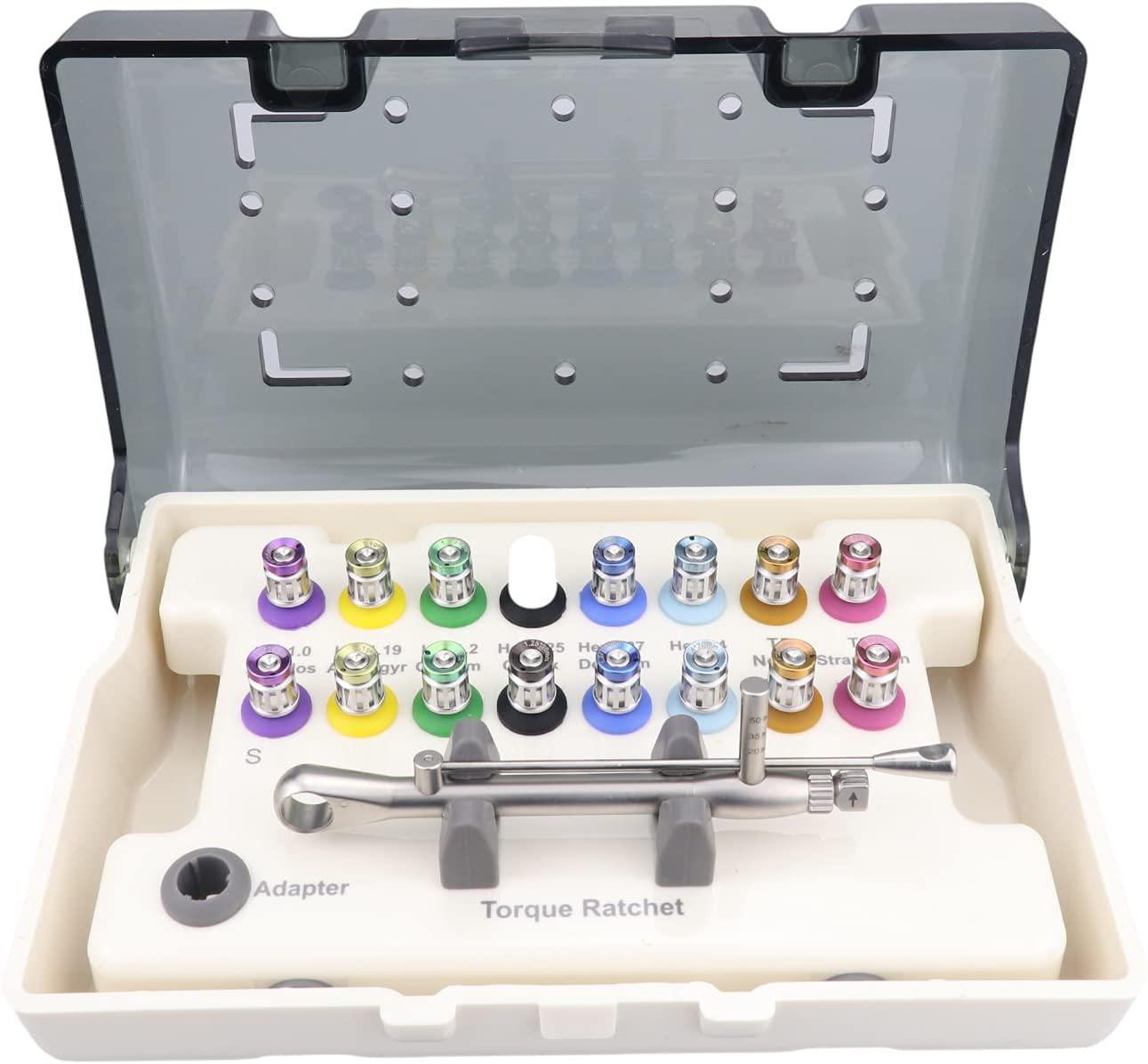 Universal Implant Repair Tool Kit with 16pcs Screwdrivers Colorful Prosthetic Kit Torque Wrench