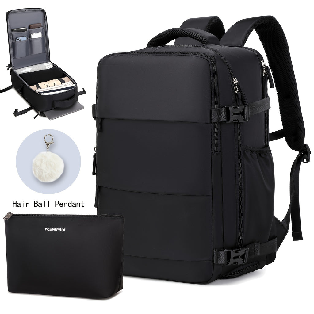 LarCapacity Travel Backpack With Shoe Compartment, Dacron Lightweight Laptop Daypack With Charging Port, Fashion Travel Commuter Bag