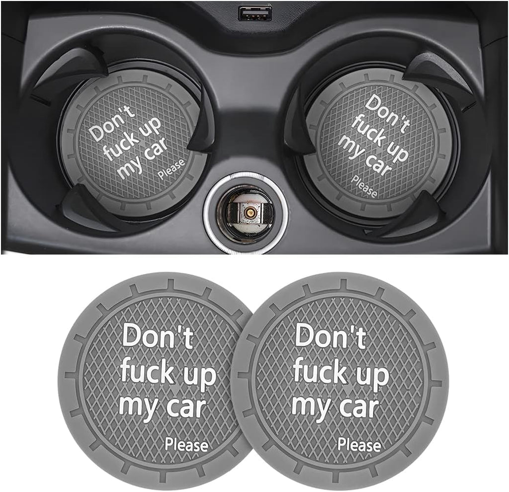 8sanlione 2 Pack Car Cup Holder Coasters, 2.75 Inch Non-Slip PVC Insert Cup Coaster, Anti-Scratch Auto Cup Mats for Women Men, Vehicle Interior Accessories Universal for Car, SUV, Truck (D Gray/2PCS)