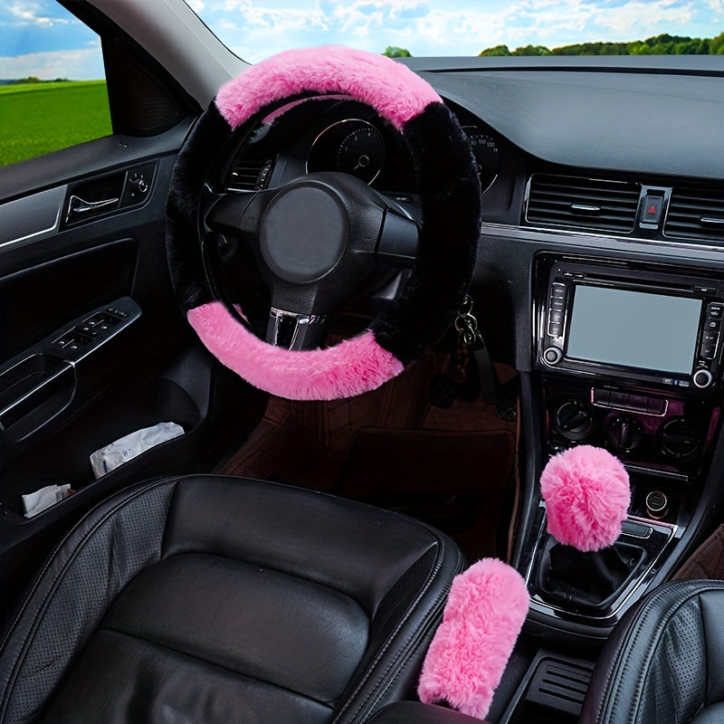 Stay Warm &amp; Stylish This Winter with Our Furry Steering Wheel Cover Set!